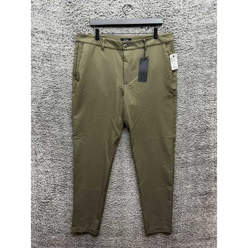NWT Hedge Slim Fit High Rise Travallers Tapered Trousers Army Green Mens Size XL